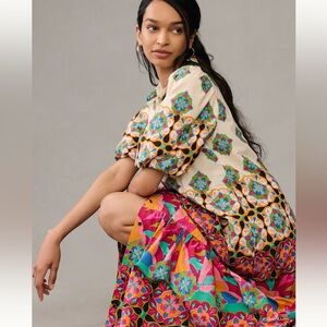 NWT - Mixed Print Buttondown Maxi Dress